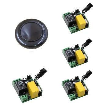 

Free Shipping 220V 1CH Remote Control Switch Wireless 4 piece Receivers + 1 piece Wall Transmitter Round One Key Close to Home