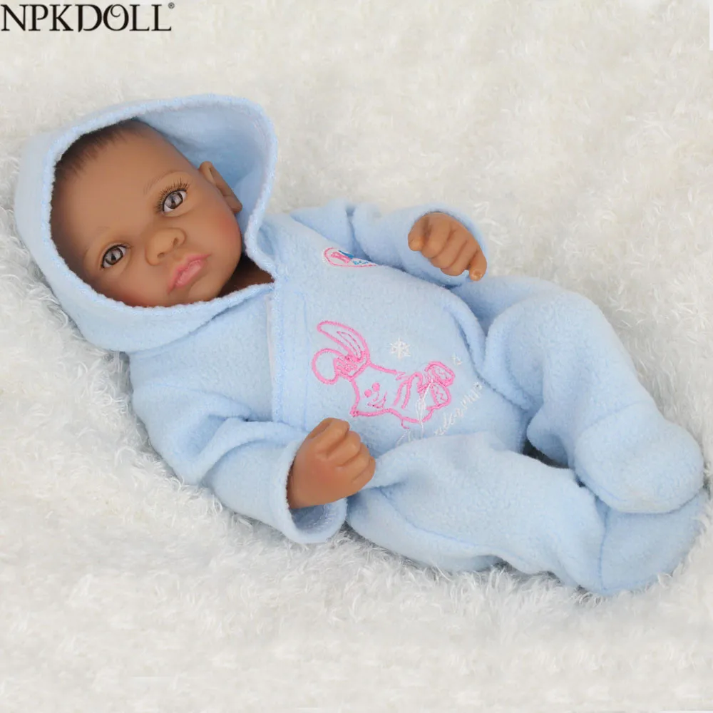 Полная силиконовая кукла Reborn Baby 10 дюймов реалистичные живые Младенцы африканская американская Кукла Черная кожа Детская игрушка