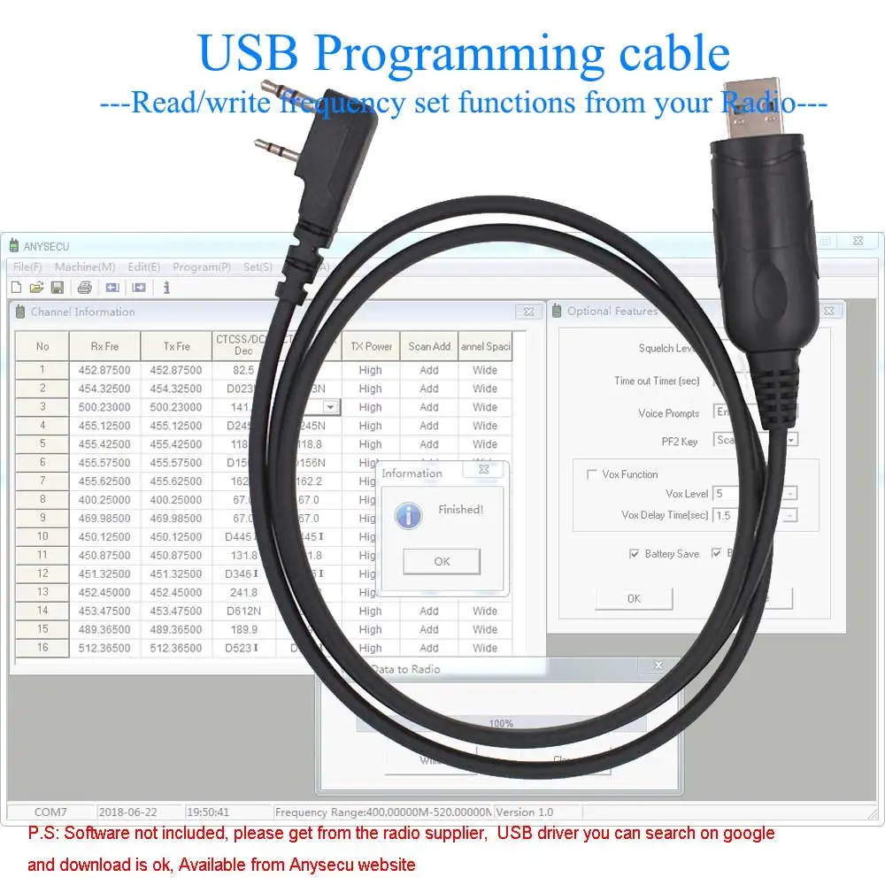 USB K1 подключить ПК Кабель для программирования для Baofeng Радио UV-5R BF-888S anysecu SL1M DM960 TH-UV8000D