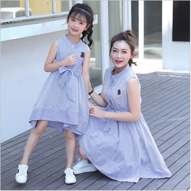 

striped dress mother and daughter summer 2017 family matching mom and me kids clothes for family roupa mae e filha