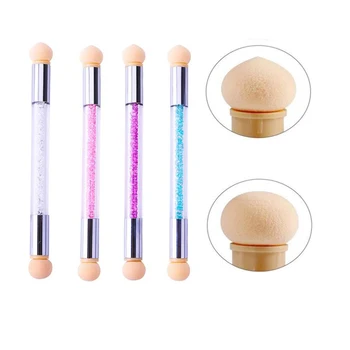 

1Pcs Sponge Head Brush Sharp/Round Head Replaceable Powder Brush Crystals Maker Short Handle Pen Brush Manicure Nail Art Tools