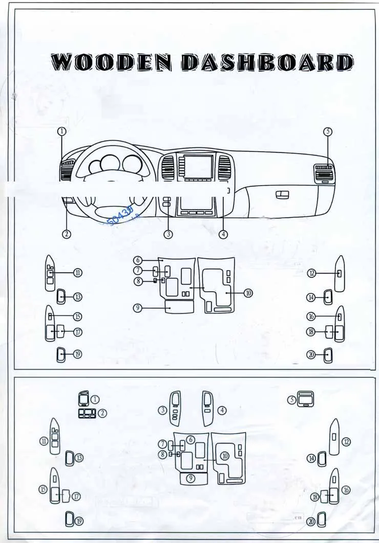 Для Toyota Land Cruiser LC100 4500 4700 2003-2007 деревянная внутренняя отделка Специальная декоративная рамка наклейки 20 шт