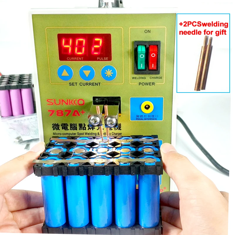 SUNKKO 787A+ spot welding Lithium battery spot welder 18650 battery Micro battery  welding machine pulse with LED light 220V weld|spot welder 18650|sunkko  787abattery spot welder - AliExpress