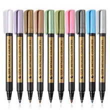 STA 10 Color Set Metallic Art Markers DIY Scrapbooking Crafts Watery Markers Pen Light Pen For Black Card Paint Mark Message