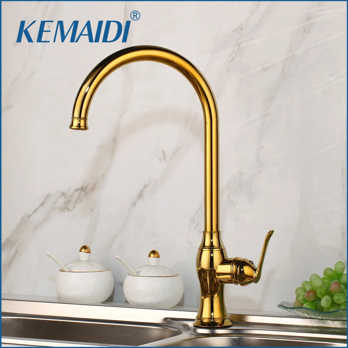  KEMAIDI Luxury Gold Kitchen Faucet Gold Brass for Cold and Hot Mixer Tap Sink Faucet Vegetable Wash - 32964354912