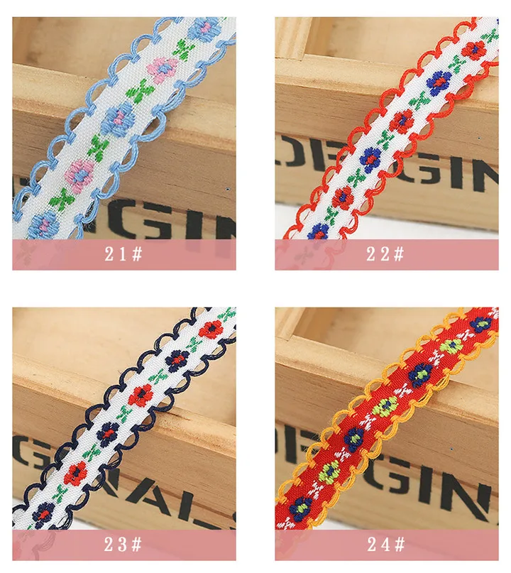 8   20M Ethnic Style Embroidery Ribbons Jacquard Lace Ribbon Clothing Decoration Satin Ribbons DIY Handmade Craft Gift Wrapping