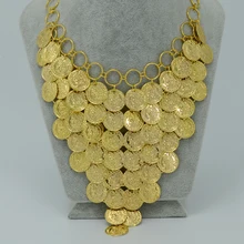 45 CM + 5 CM/Moneda de Oro Collar para Las Mujeres, Nuevo Metal Coin Collares Grandes de África Joyería Etíope Oro Suerte Regalo #006006