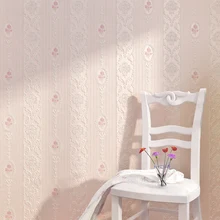 Thick warm pink vertical stripes wallpaper living room bedroom 3D European pastoral flower non-woven wall papers TV background beibehang thick version of the vertical striped wallpaper warm living room bedroom pastoral non woven tv background wallpaper