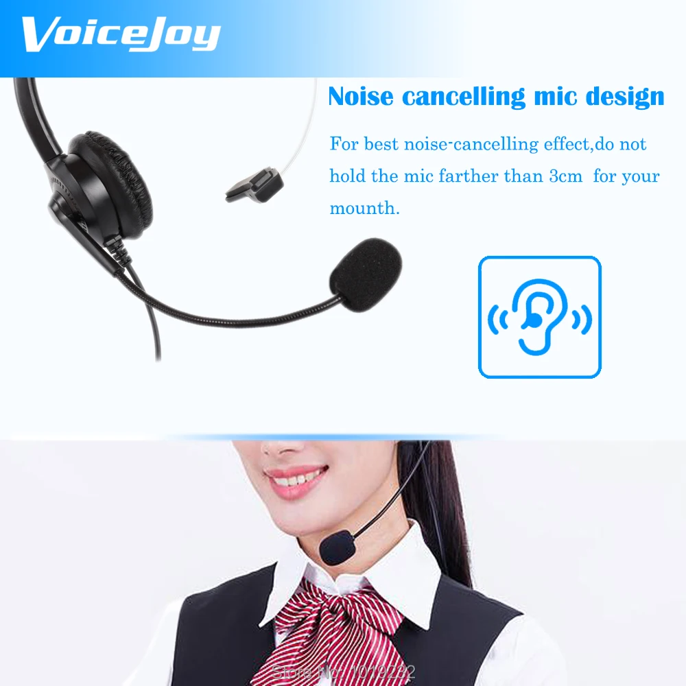 VoiceJoy громкости и гарнитура с шумоизоляцией адаптер+ RJ9 Подключите гарнитуру шумоподавляющий телефон наушники колл-центра для всех офисных телефонов