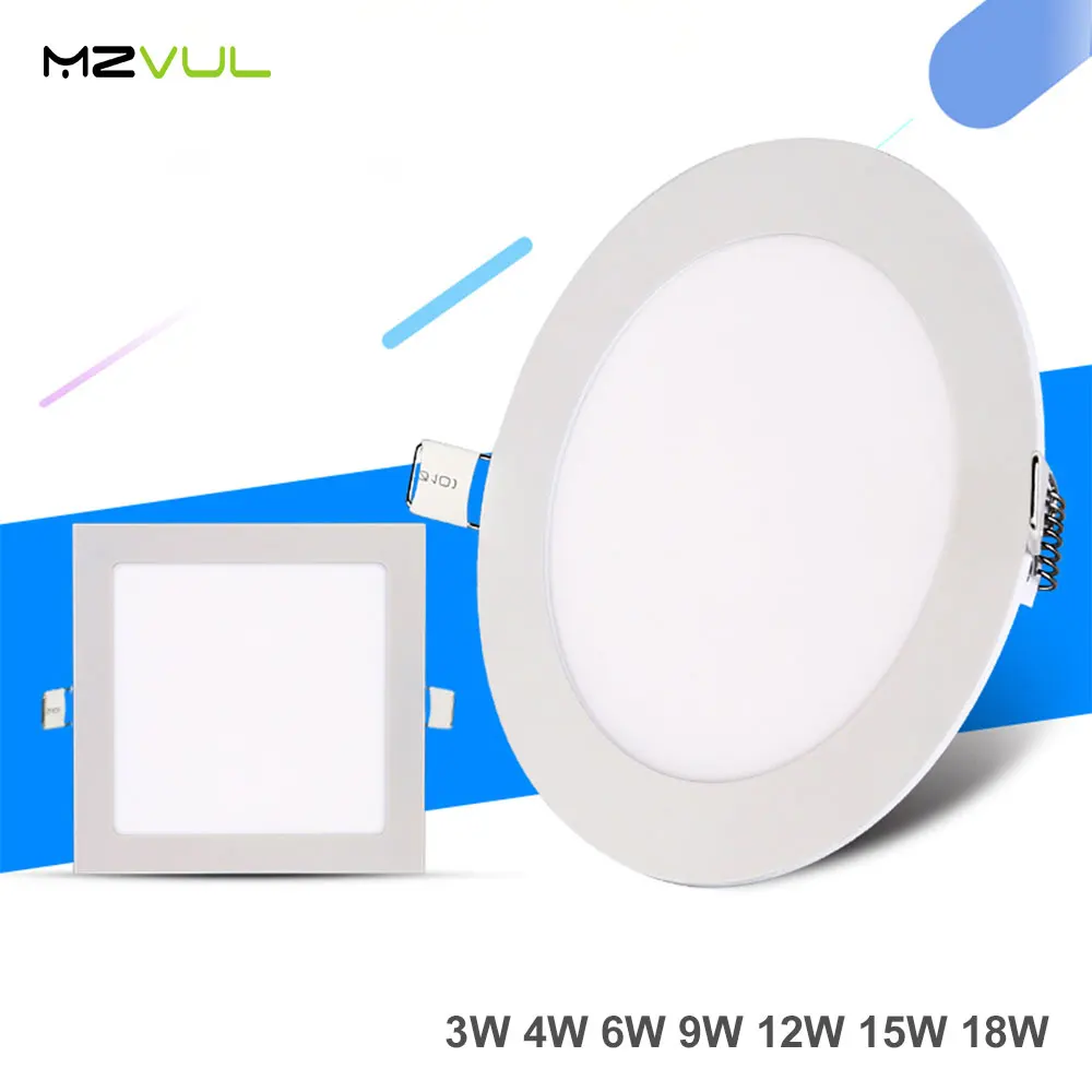 

Ultra thin Design 3W 4W 6W 9W 12W 15W 18W LED Ceiling Recessed Grid Downlight Round/Square Flat Panel Light LED Downlight