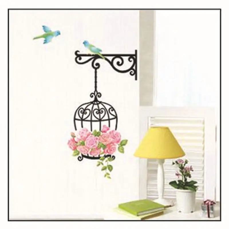 

Flower Bird Cage Removable Wall Sticker Living Room Decor Mural Art Home Decal