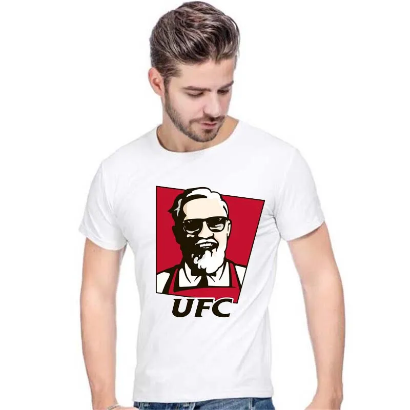 

Conor McGregor UFC KFC Colonel Creative Design Harland Sanders MMA Printed Summer Short Sleeve T Shirt Men Funny T-Shirt