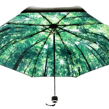 Прогулки лес высококлассные черный складной УФ зонтик высокого качества Нержавеющая сталь трубы зонтик Ветрозащитная зонт