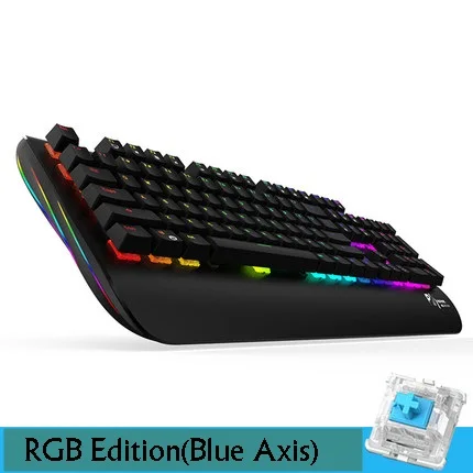 Royal Kludge Black Shodow металлическая панель RGB с подсветкой USB Проводная Механическая клавиатура, большая Подставка для рук черная, синяя, коричневая, красная ось - Цвет: Black Blue Axis