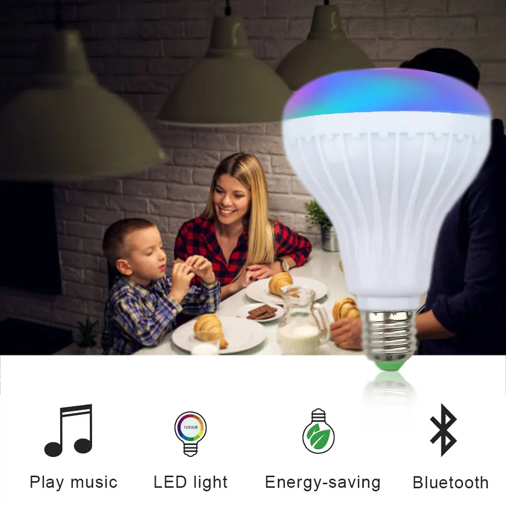 

Wireless Bluetooth Speaker+12W RGB Bulb LED Lamp 110V 220V Smart Led Light Music Player Audio with Remote Control