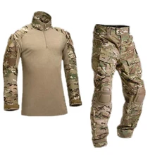 Army Tactical Camouflage Military Uniform Clothes Suit Men US Army clothes Military Combat Shirt + Cargo Pants Knee Pads