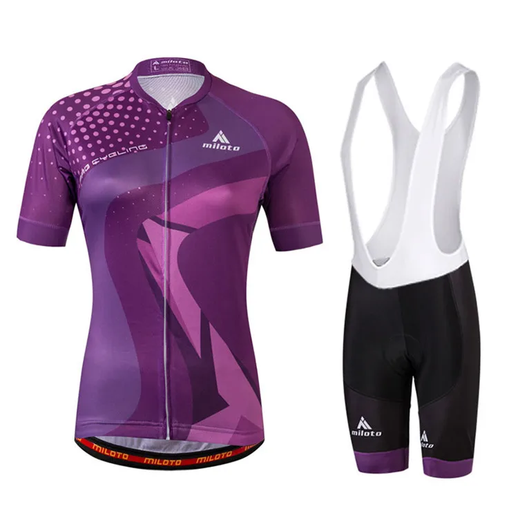 Новый Дизайн Велонаборы Для женщин спортивная одежда MTB велосипеда Костюмы фиолетовый Лето Велосипедный Спорт Джерси короткий рукав с