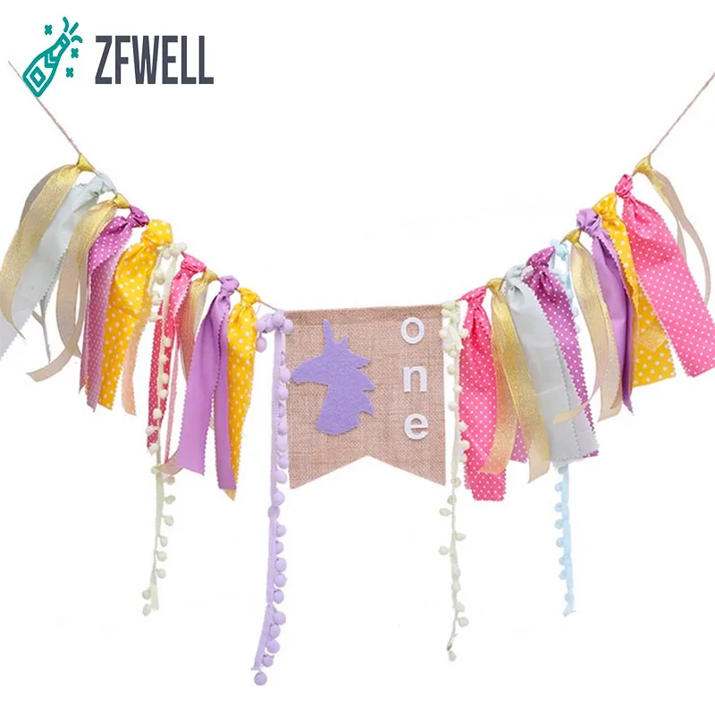 ZFWELL1pz/лот 17*21 см синий розовый ткань Единорог Вечеринка флаг день рождения шляпа