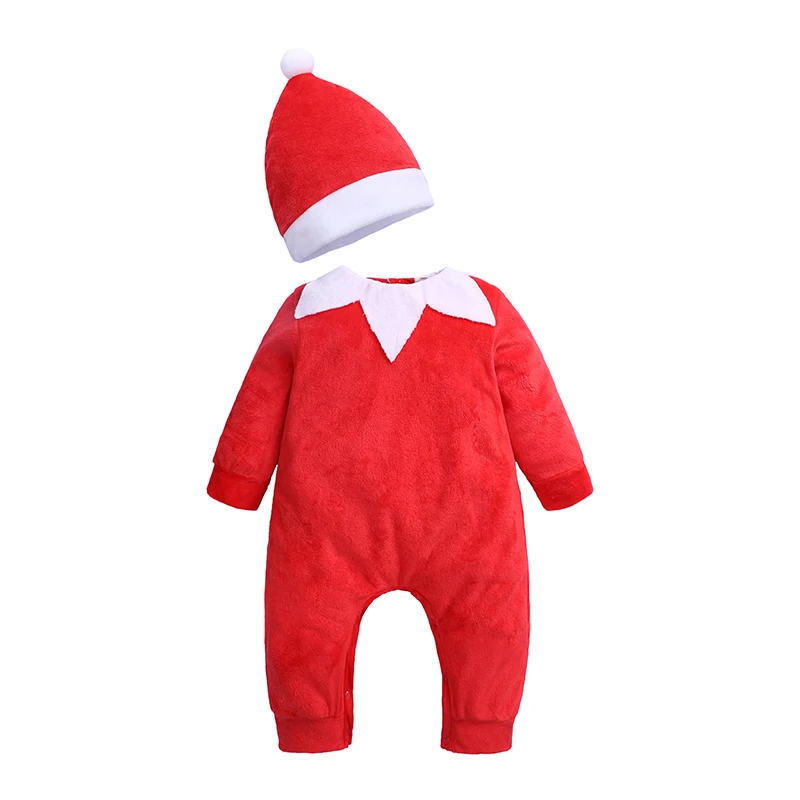 

Newborn for Little Girs Boys Christmas Clothes Autumn Winter Kids Clothing 2Pcs Red Romper and Hat for Bebes