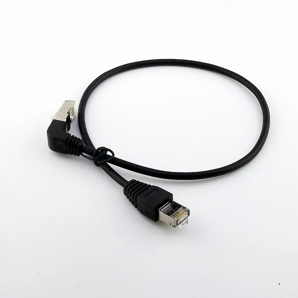 

5x Ethernet LAN Network RJ45 Male 90 Degree UP Angled Plug to Male Straight Plug Extension Adapter Connector Cable 50cm