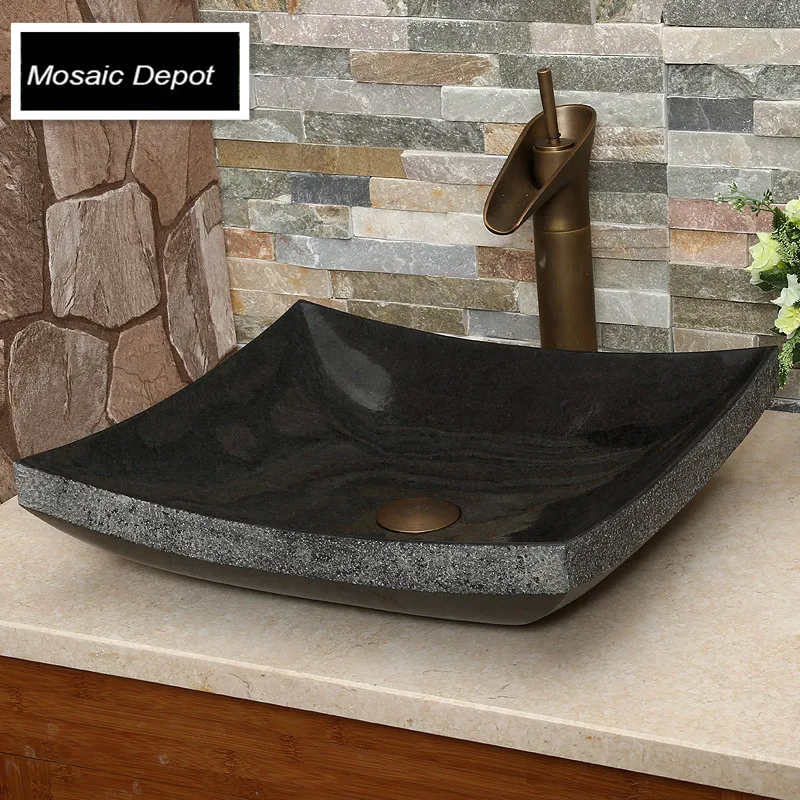 Black granite sinks bathroom stone basin countertop sinks home decor