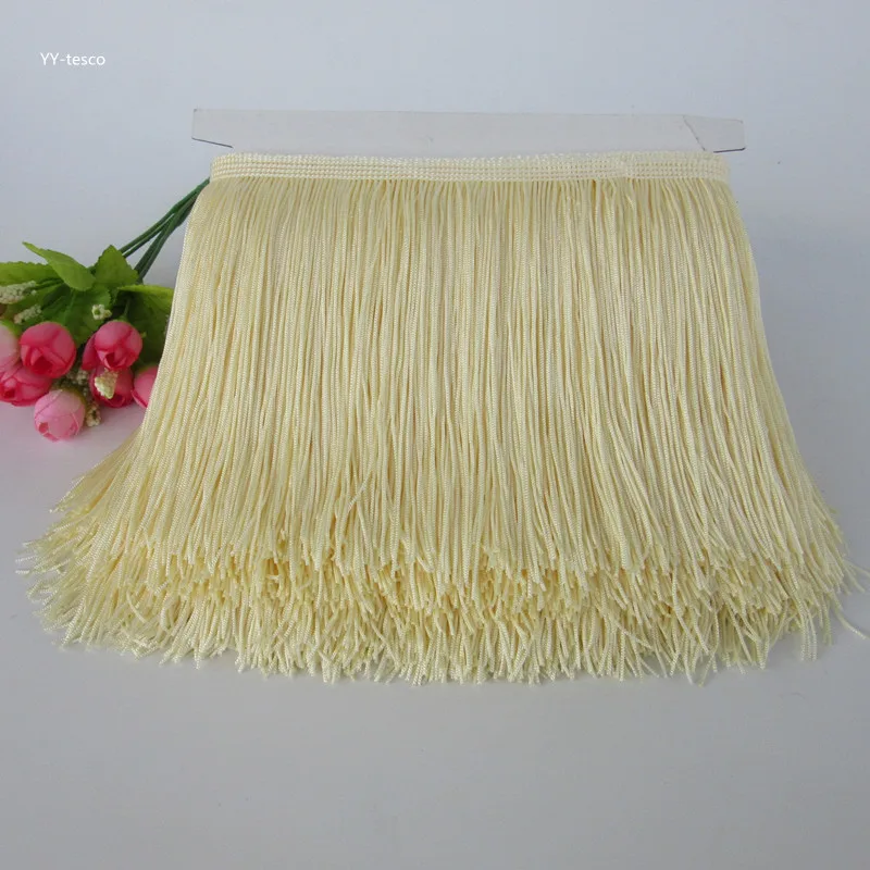 

1 Yards 15CM Long Lace Fringe Trim Tassel Beige Fringe Trimming For Latin Dress Stage Clothes Accessories Lace Ribbon