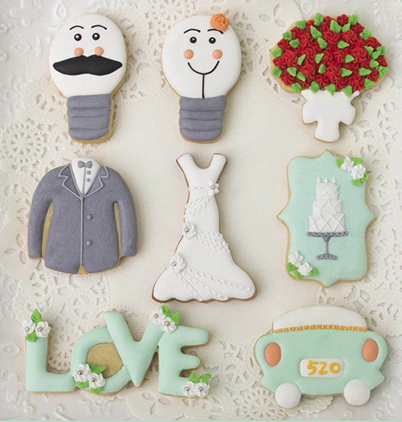 

7pcs Wedding series Metal Cookie Cutter tool Fondant Cake Decor sugar craft Pastry Biscuit bread mold patisserie cortador gallet