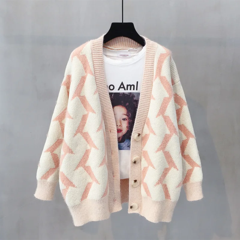 

Autumn Winter Knitted Cardigans Coat Women 2018 Fashion Long Sleeve Sweater Beautiful Womans Thicken Cardigan