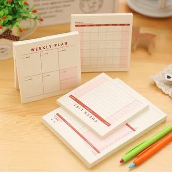 

Korean Kawaii Check List Weekly Month sticky Notes Cute Memo Pad Stationery Stationary Memopad Office School Decor To do List it