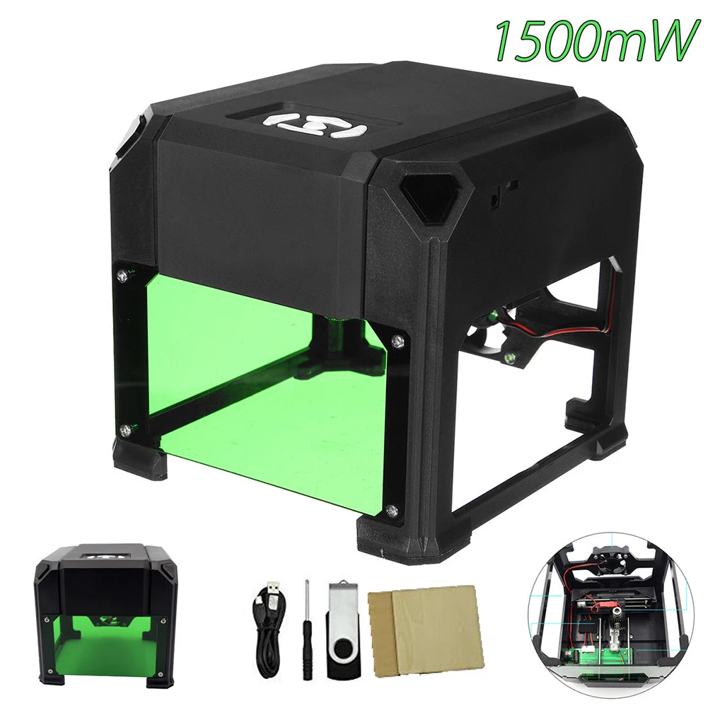 

K3 1500MW Laser Engraving Machine Engraving Area DIY Logo Small Engraver Cutter Carver US Plug Black ABS Material 8cm x 8cm