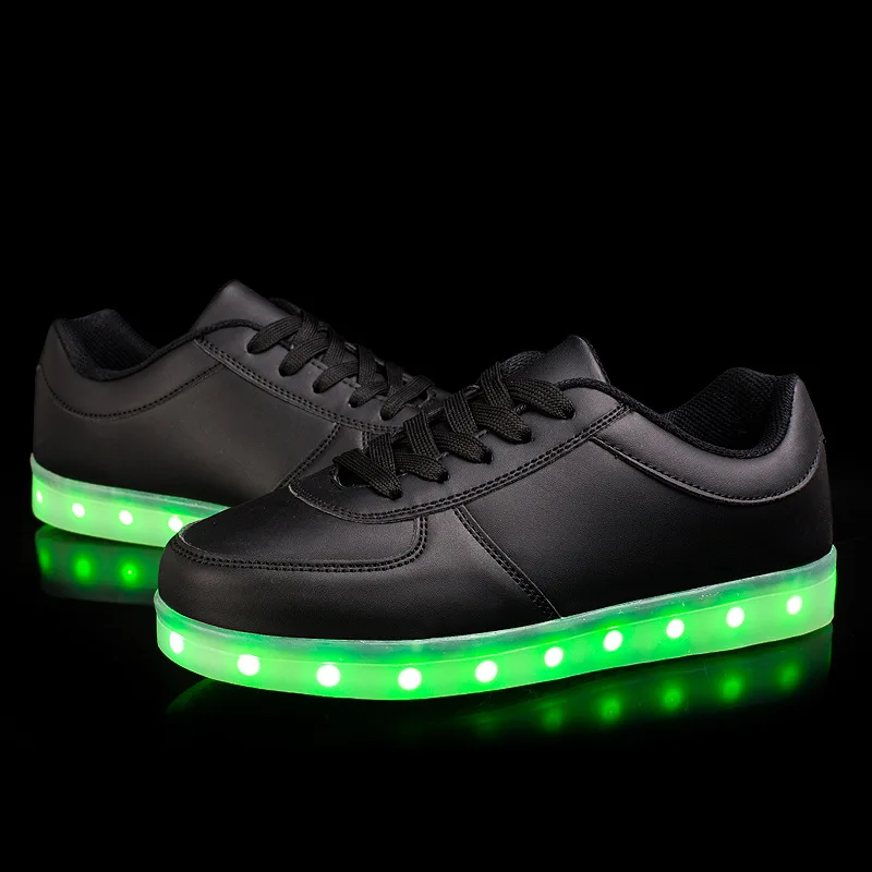 Горячий и крутой! Европейский размер 25-43 USB зарядка led обувь с светильник Детская обувь Детские светящиеся кроссовки для девочек и мальчиков женские кроссовки - Цвет: Черный