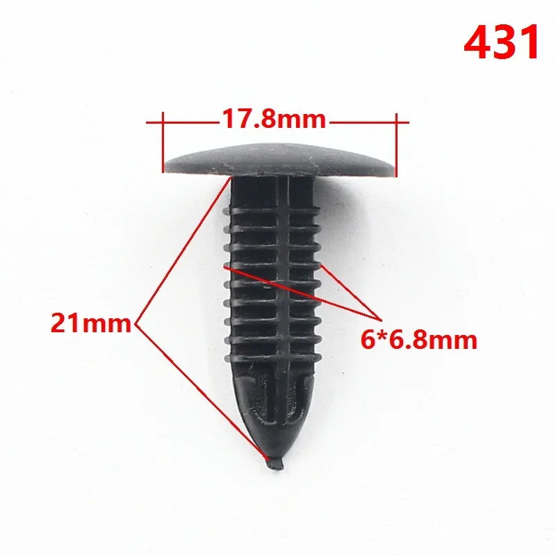 

431-3 Black Plastic Shield Push in Type Panel Trim Fastener Rivets Retainers Clips 6mmx6.5mm Hole Universal