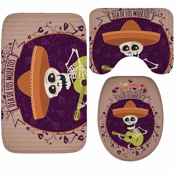 

Creative Bathroom Mat Set High Quality Flannel Bath Toilet Mats Non-slip Bath Rug and Toilet Cover Bathroom Accessories 3Pcs