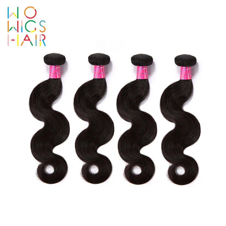 Onda do Cabelo Wowigs Cabelo Profunda Remy Malaio 100% Humano Tecelagem 1 - 3 4 Pcs Naturais Cor 6 Apliques ondulados