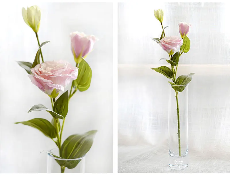 3 головки искусственные цветы искусственные растения Эустома гостиная стол украшение дома свадебный набор Декоративные искусственные цветы