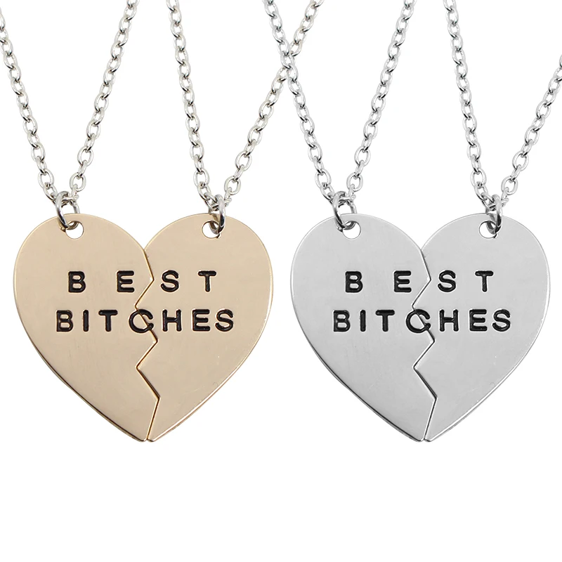 

Best Bitches Necklace Women 2 pcs Broken Heart Necklace Best Friends BFF Necklace & Pendants Collares Drop Shipping