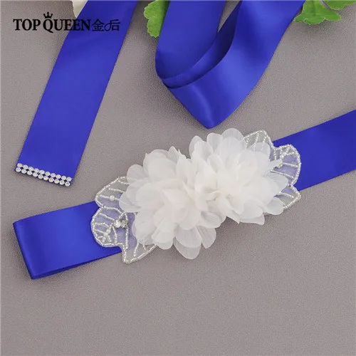 TOPQUEEN S248 свадебный пояс серый/Мятный белый пояс свадебный пояс белый цветок свадебный пояс, лента женский темно-синий пояс - Цвет: royal blue