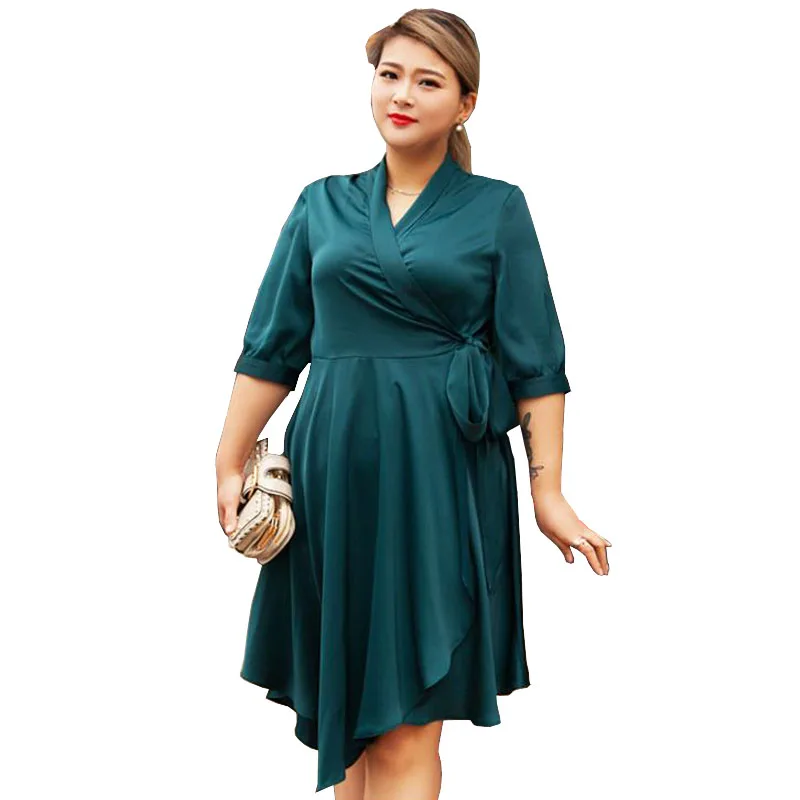 Summer Plus Size Dress For Women Half Sleeve V Neck