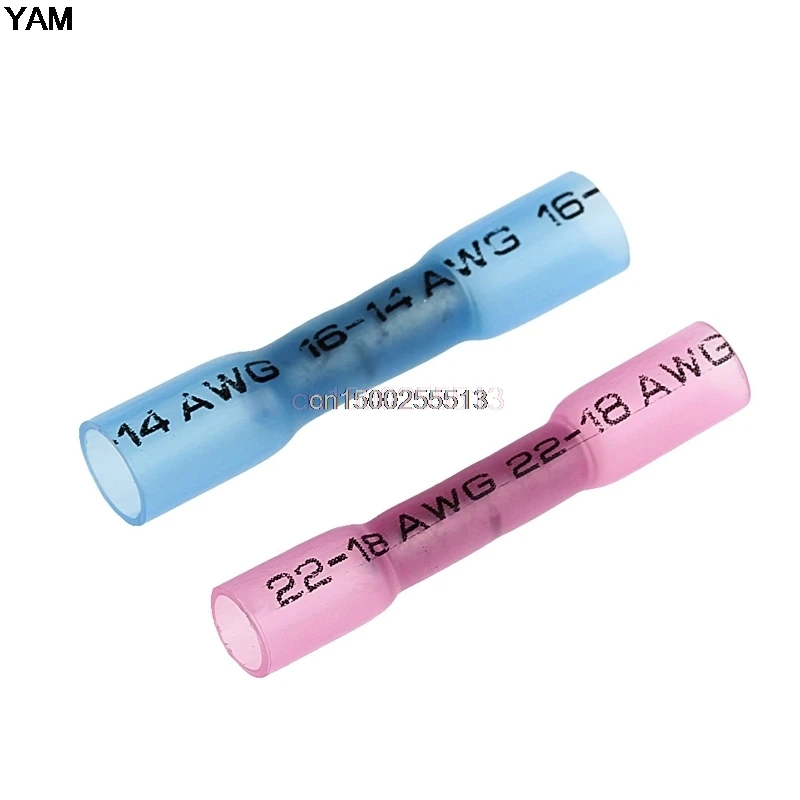 

50Pcs AWG Heat Shrink Crimp Butt Electrical Wire Splice Terminal Connectors New Arrival