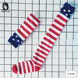 В полоску хип хоп Джаз Модные Лидер продаж чулки для женщин Гольфы s американский флаг Женский Высокая эластичность