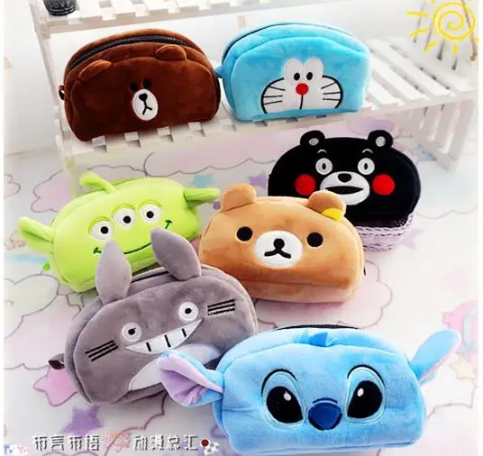 

1pc 18cm cartoon Stitch Rilakkuma Kumamoto bear totoro doraemon creative sweet plush pencil bag case prize stuffed toy