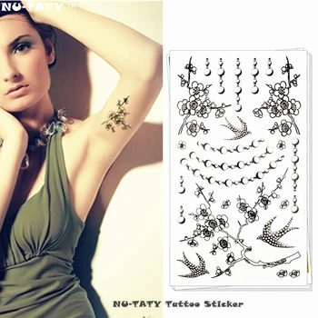 

Nu-TATY Swallow Pearl Temporary Tattoo Body Art Arm Flash Tattoo Stickers 17*10cm Waterproof Fake Painless Tattoo Sticker