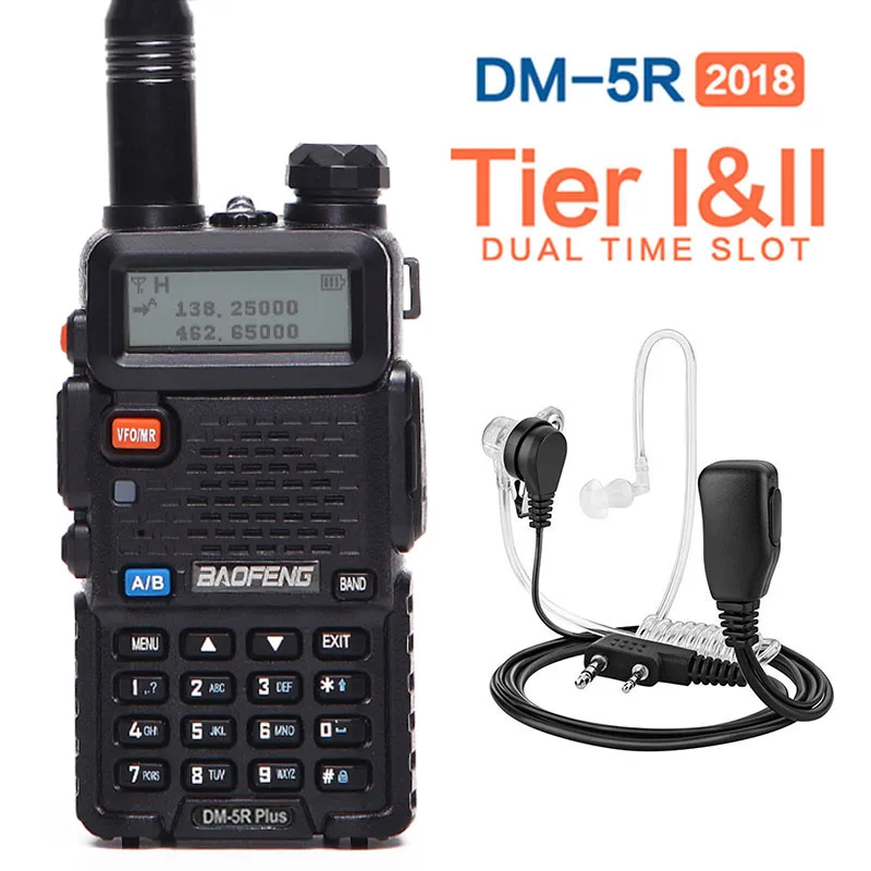 2019 Baofeng DM-5R плюс Tier1 Tier2 цифровая рация DMR двухсторонний радио/СВЧ-ретранслятор + акустическая трубка-наушник