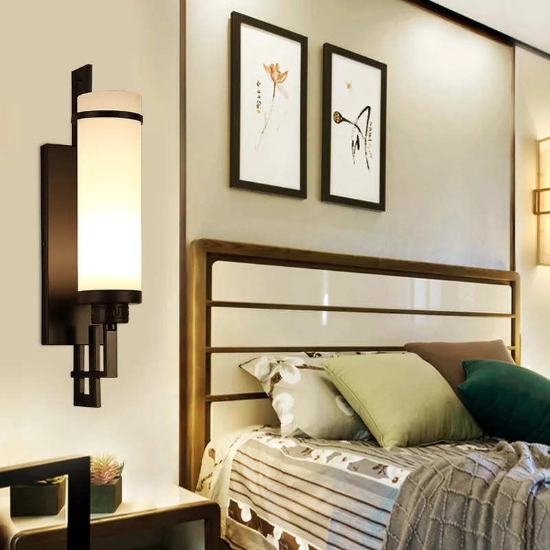 Modern Creative New Chinese Wall Lamp Multi Specification Bedroom Fabric Bedside Light LED Corridor Hotel Room Antique Lamp