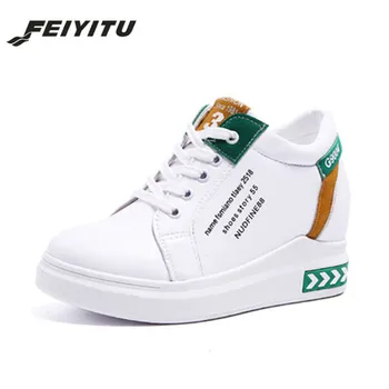 

FeiYiTu Summer women's casual shoes fashion high heel breathable sneakers high help growth section zapatos mujer Size 35-39