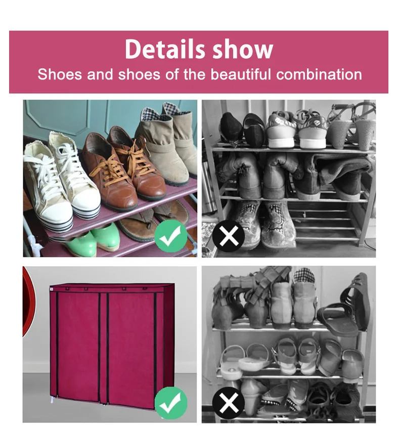 Двухрядный шкаф для обуви из нетканого материала, большой стеллаж для обуви, съемный органайзер для хранения обуви для дома