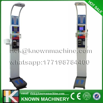 

Vending ultrasonic height and weight BMI fat/blood pressure machine with coiner and printer KN-15A with high-clear LCD