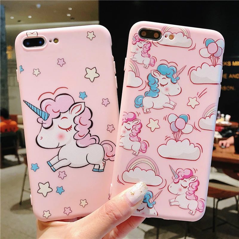 DFQNGL Cartoon Unicorn Silicone Case For iPhone 7 7 Plus 6 6s 6 Plus XR Case Soft TPU For iPhone 6s 8 Plus X XS Max Cute Animal