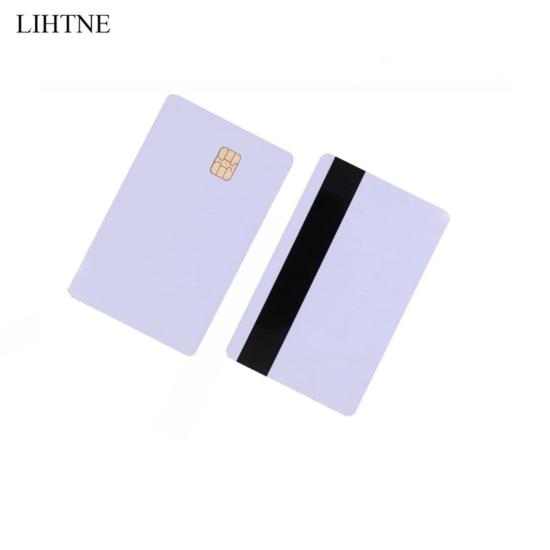 1PCS Smart IC Cards SLE 4442 Chip With Hico Magnetic Stripe 2 in 1 Blank PVC Contact IC Cards wooden gate keypad gate lock