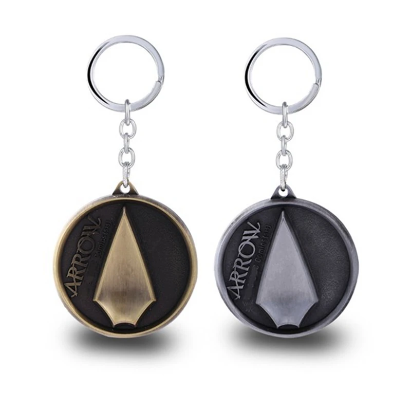 

Movie Jewelry Superhero Green Arrow Keychain Pendant Necklace Cosplay Titanium Key Chain Keyring